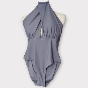 Cupshe Swimsuit One Piece Halter Gray Women's Size L NWOT